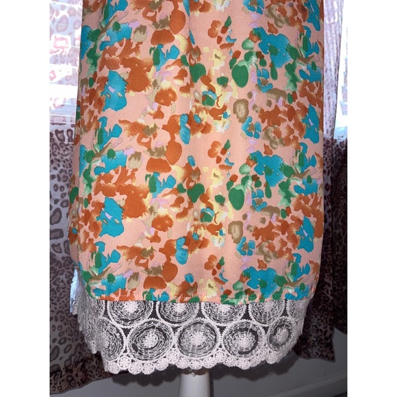 Women’s Orange Lace & Floral Blue Sketch Tank Top 🧡 - Picture 9 of 17